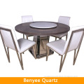 Newstar round rotatable artificial stone brown quartz kitchen table